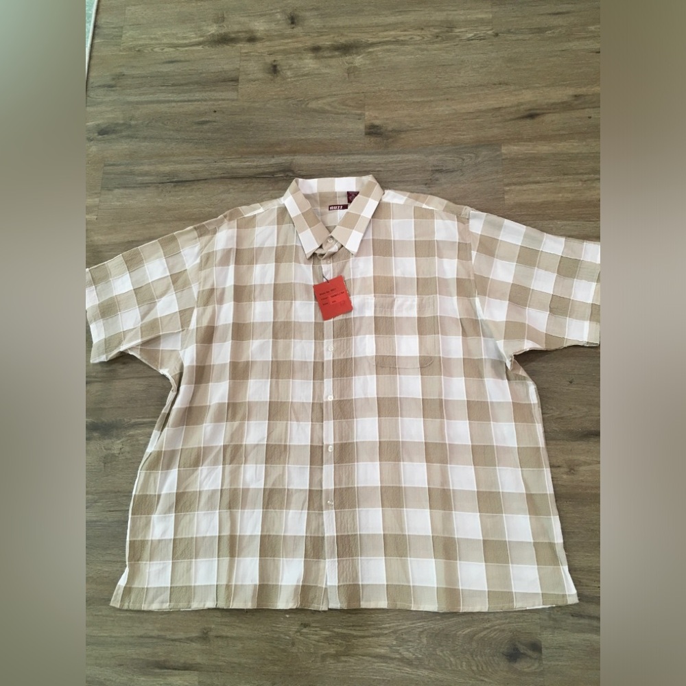 Checkered Beige and White Men's Shirt